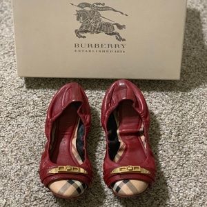 Burberry Haymarket Check Leather Ballerinas Size 5